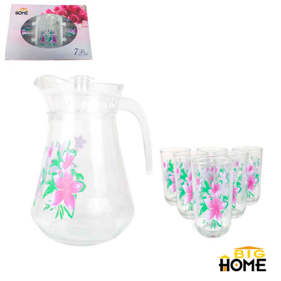 Set Jarra C/Vaso Big Home 9 Onzas 7 Piezas 1339-7