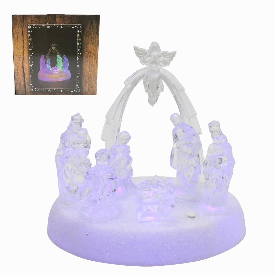 Pesebre Navidad Musical Acrilico Y Luz | Mia10403