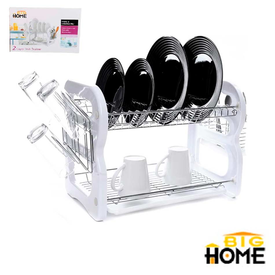 Porta Vajilla De Aluminio Y Plástico 2 Niveles Big Home Ae1133