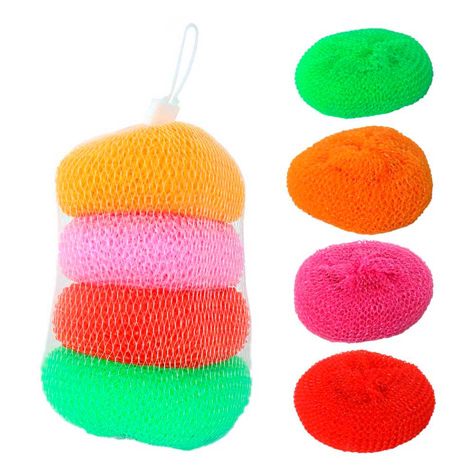 Estropajo Plástico 4 Piezas Mia-5008