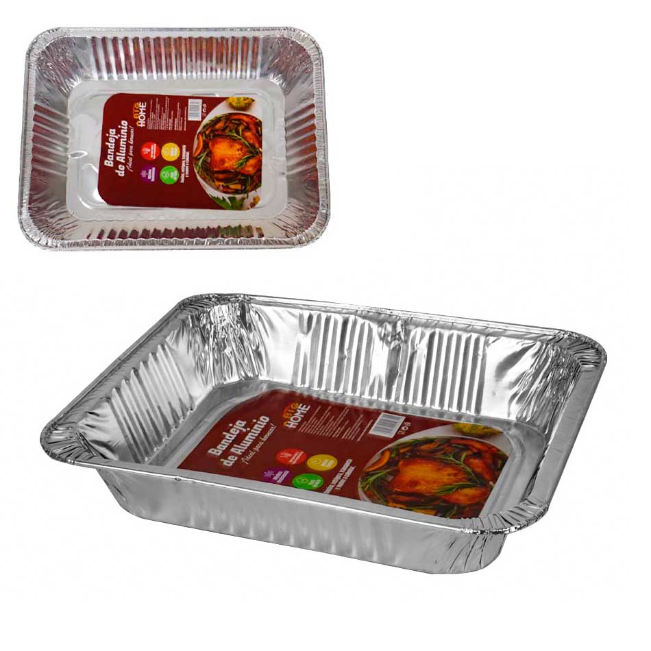 Bandeja Desechable De Aluminio Rectangular 37X27Cm Big1034