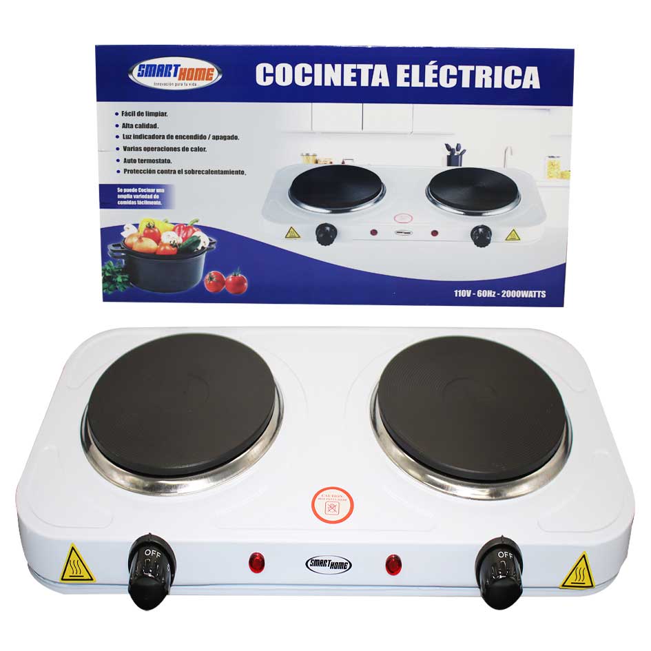 Cocineta Electrica 2 Hornillas 2000W Smart Home AD-S203