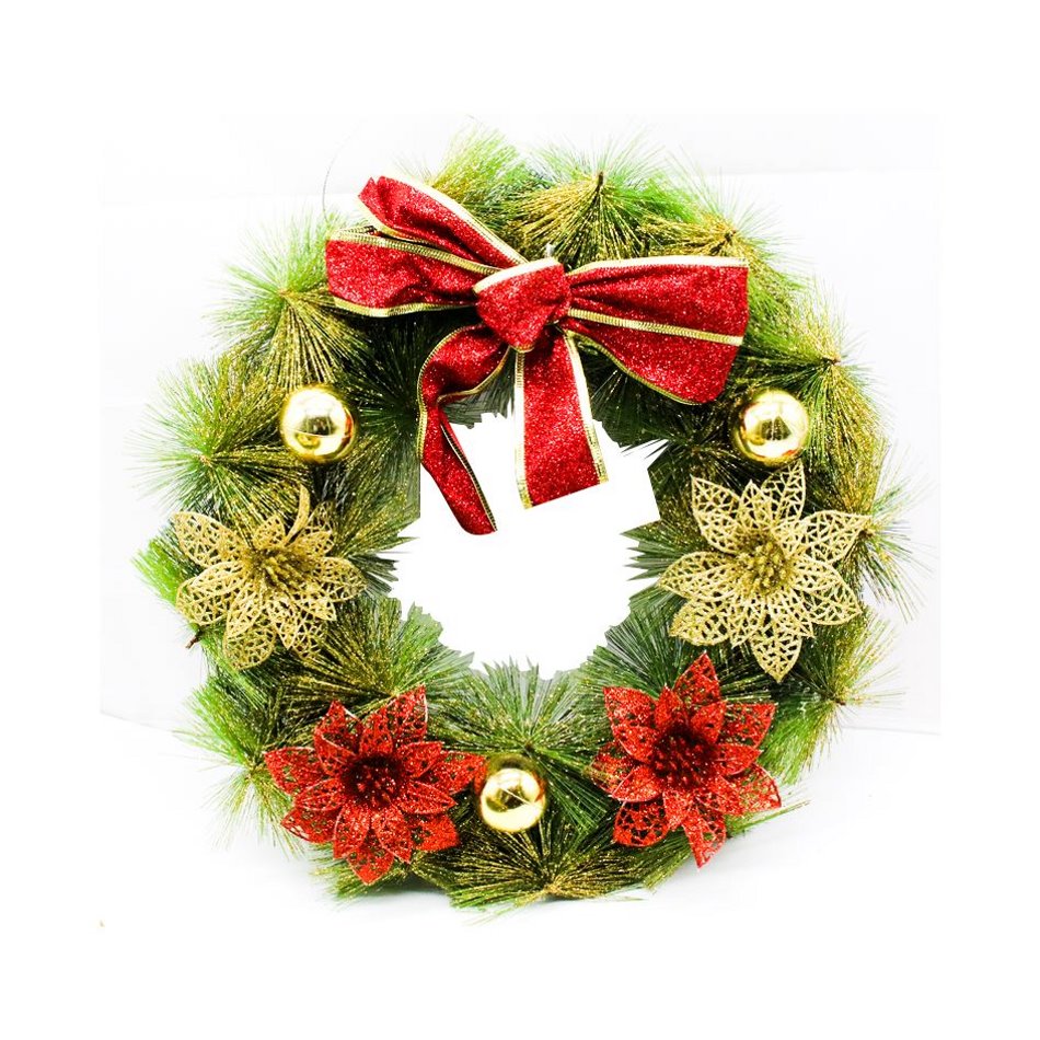 Adorno Navidad Corona 40Cm C/Lazo Mia-6350