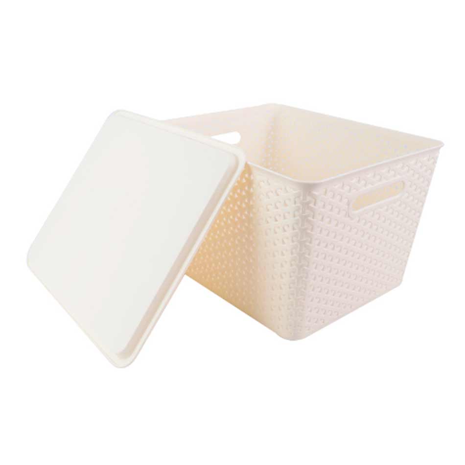 Canasta Plastica Con Tapa 22X36X30.5Cm Big Home Mia20044