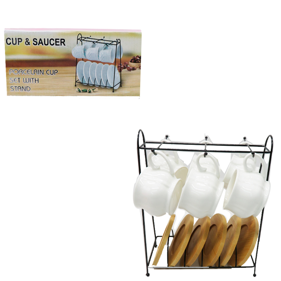 Set Tazas 90Cc C/Porta Vaso Mad 12 Piezas Mia-20507