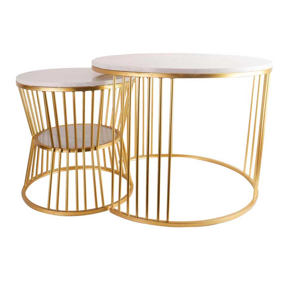 Set Mesa De Centro Metal 2 Piezas Mia-20254