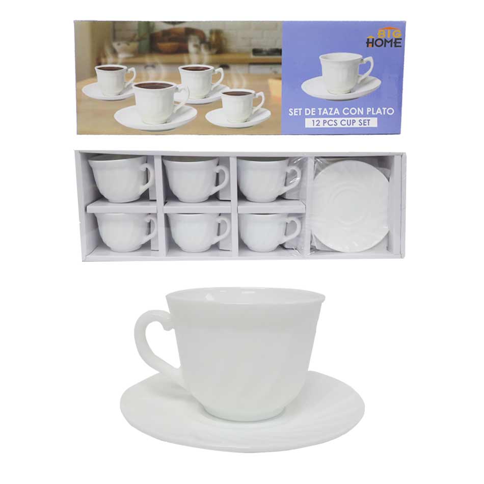 Juego de Tazas con Plato Opal 12pzs Big Home Blanco N-XWB190HP55-6