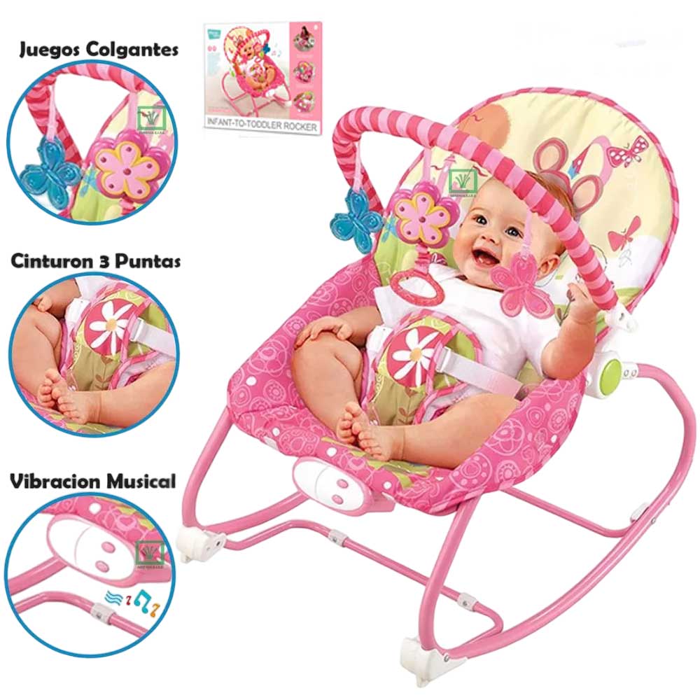 Silla Mecedora Rosada Vibradora Muscial Caja 898-916