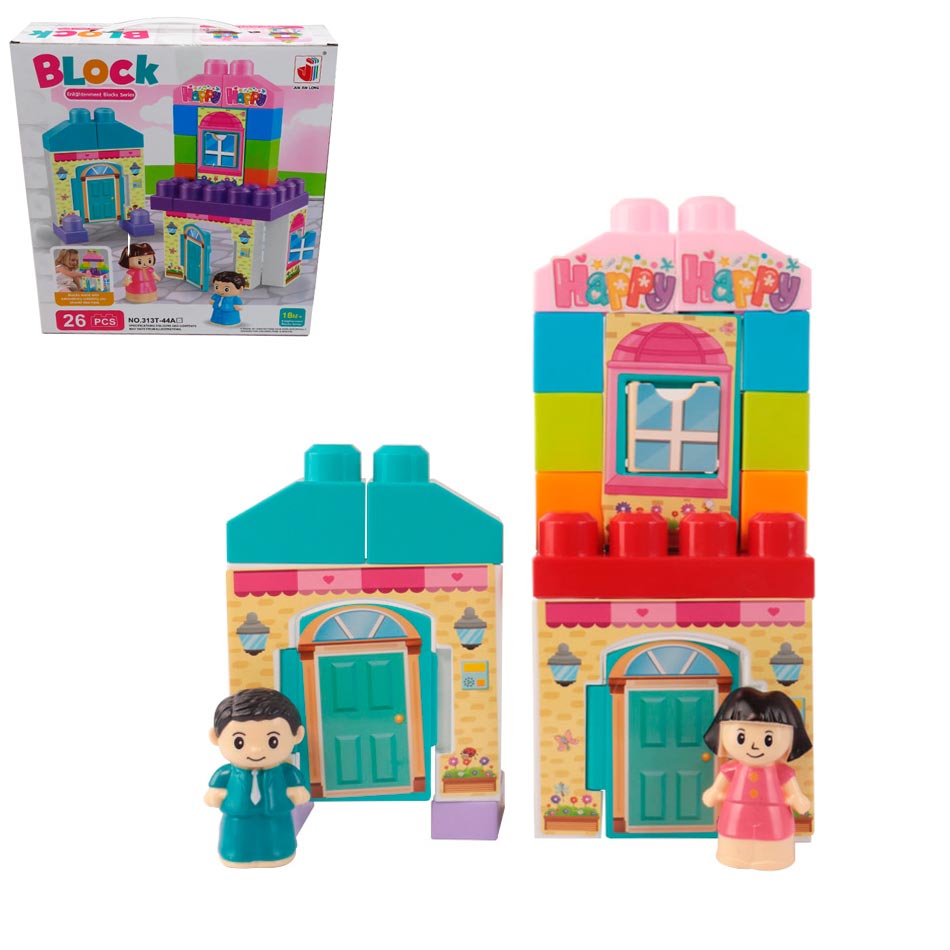 Set Construcción Con Casa Y Figuras 26 Piezas 313T44A