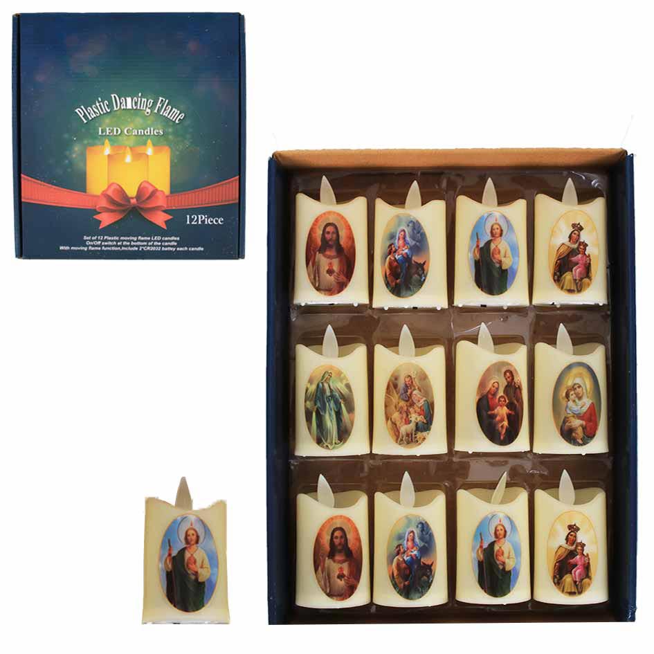 Adorno Vela Con Luz Figura Religiosa Mia-10412