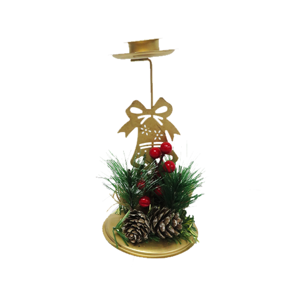 Candelabro Metal Navidad Campana 1V Mia-10424