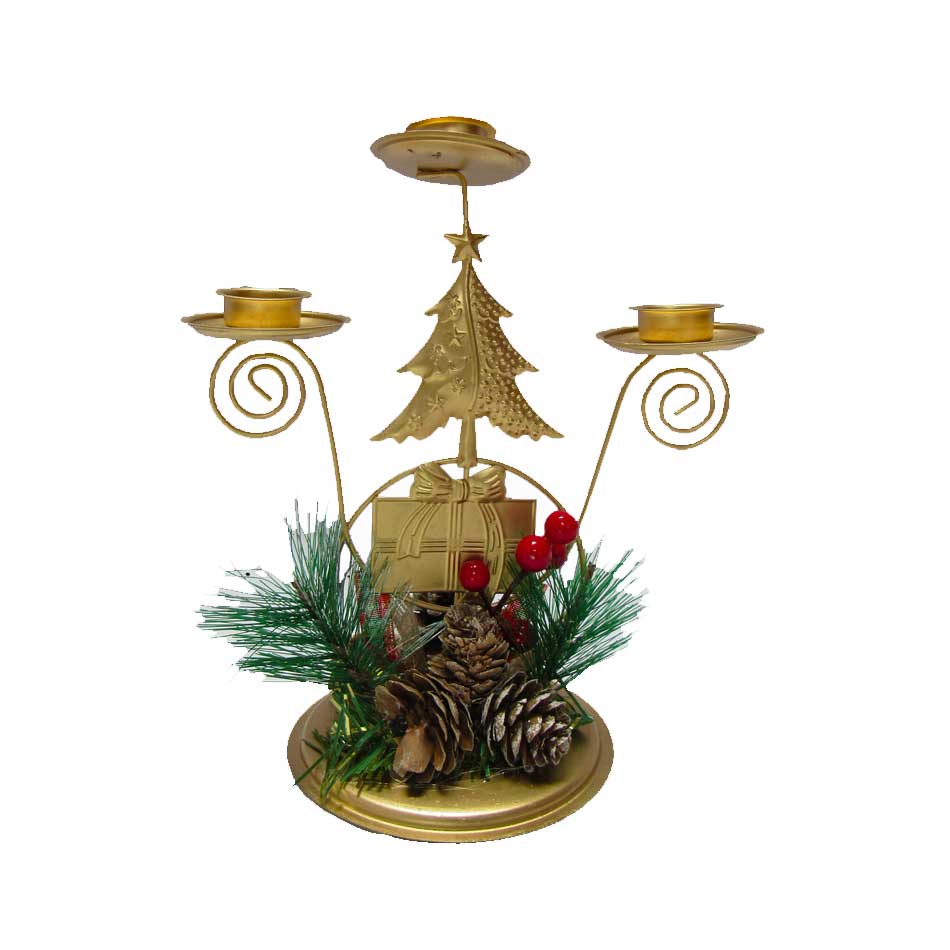 Candelabro Navidad Metal Arbol 3V Mia10429