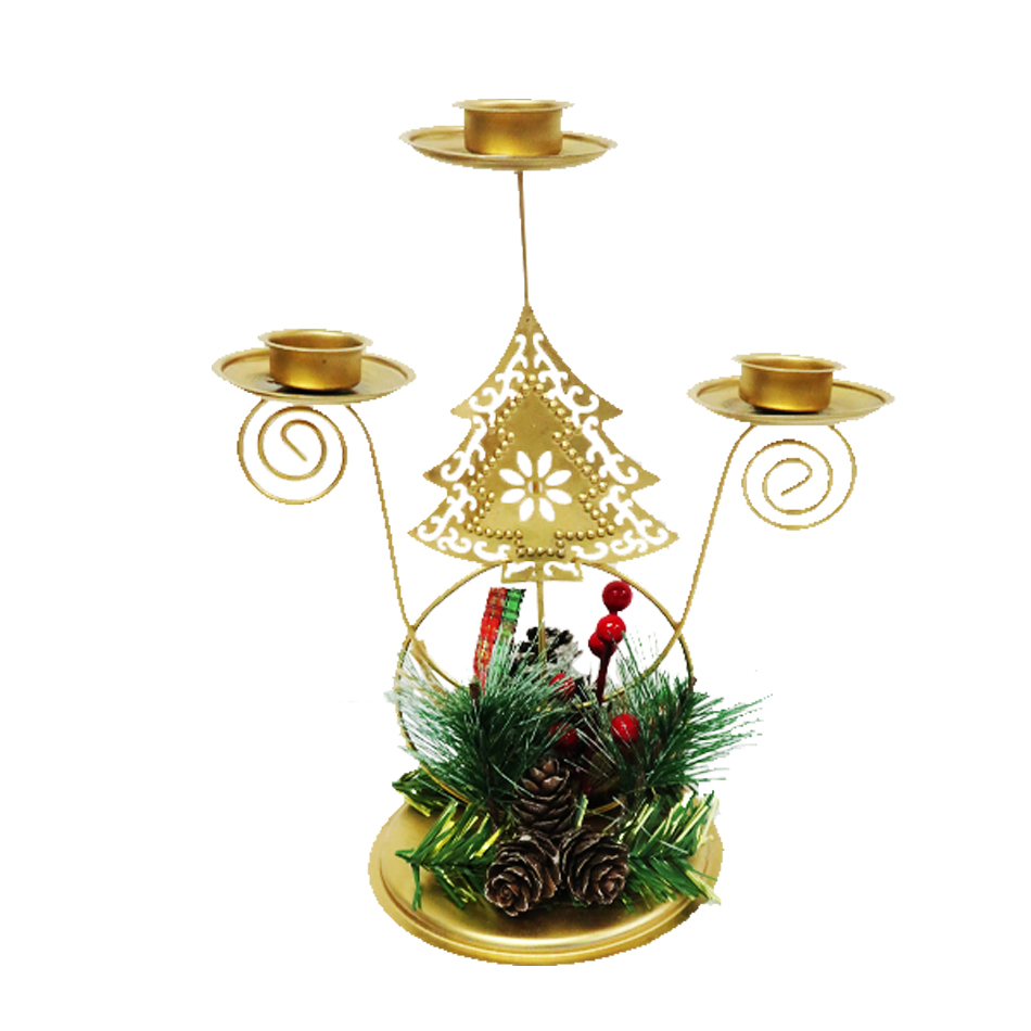 Candelabro Metal Navidad Arbol 3V Mia10430