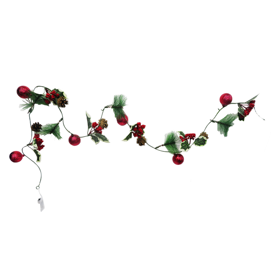 Guirnalda Navidad Con Luz Bola Roja 2M Mia-10436