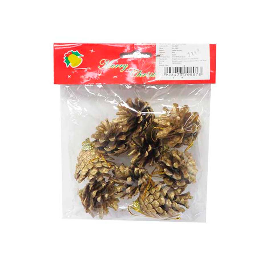 Adorno Navidad Piñas 6 Piezas 4Cm Mia-20806