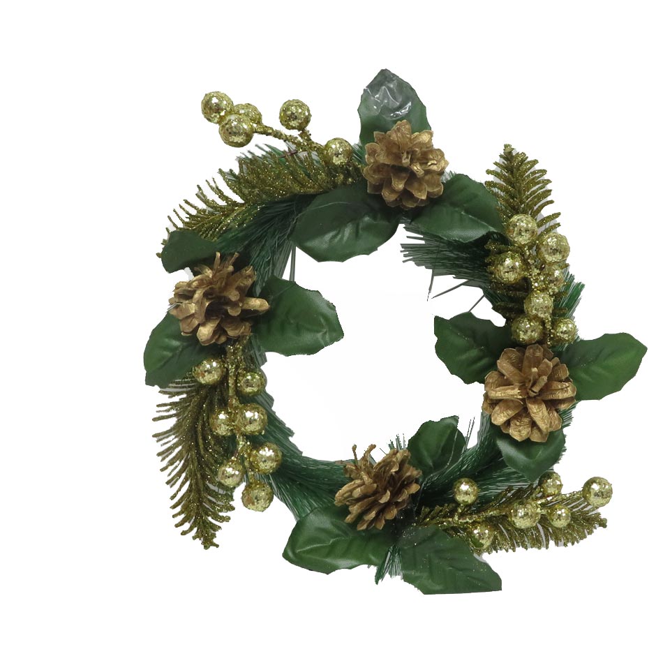 Corona Navideña con Piñas Doradas 20cm MIA-20823