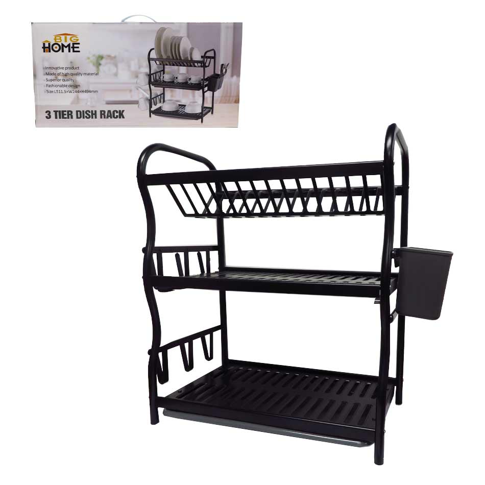 Porta Vajilla De Alumino 3 Niveles Big Home Negro Ta6314B3