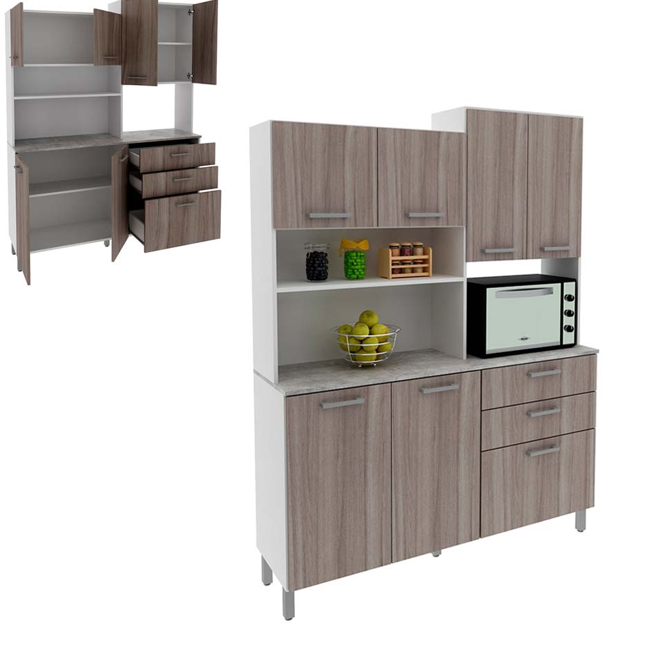 Kit Cocina 183X 138.9X37.9Cm Tecno Mobili Carvalho Cz10130003