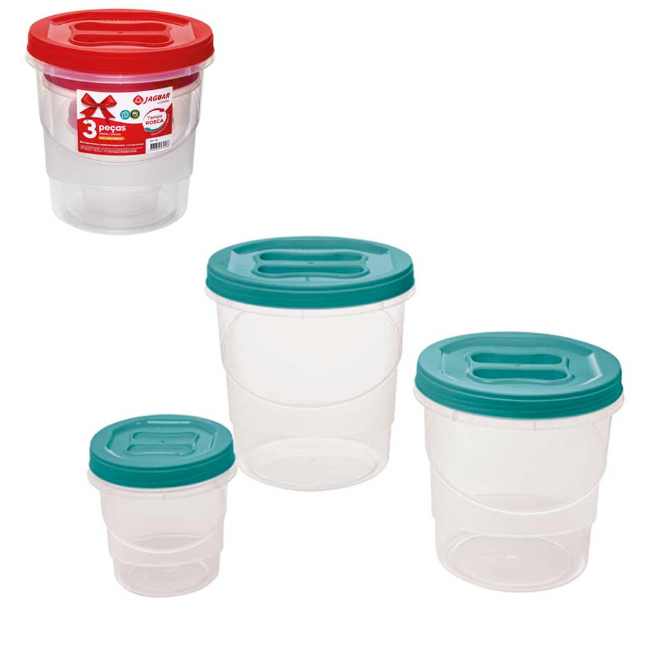 Repostero X3 Piezas Con Tapa Rosca Jaguar 3116