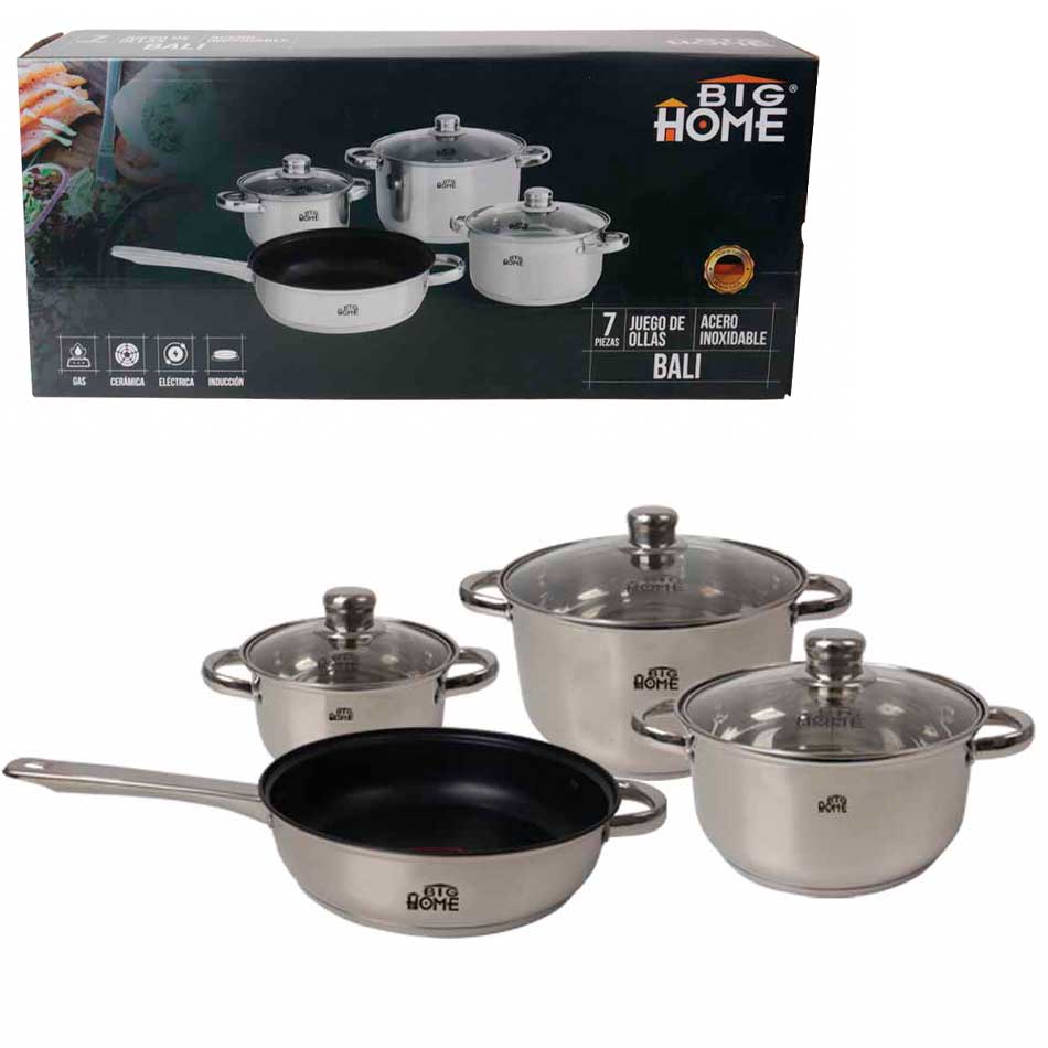 Juego De Ollas De Acero Bali 7 Piezas Big Home Am6307