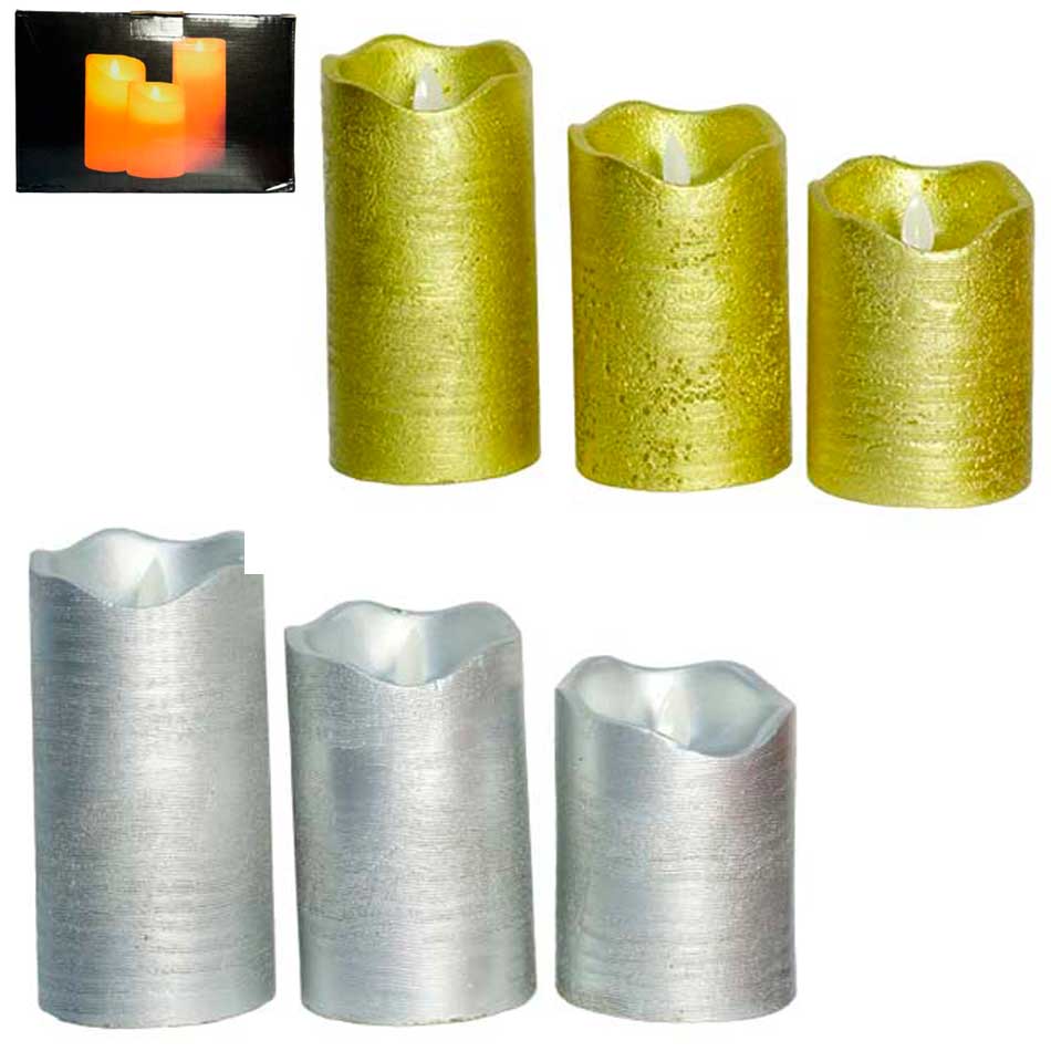 Velas Led De Cera Llama Movibles 3 Piezas Caja | Mia-11377