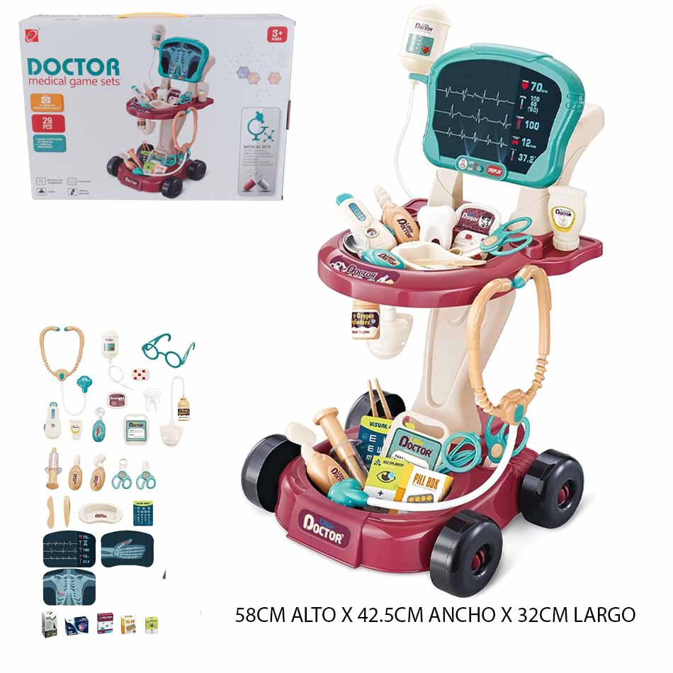 Set Medico Rodante Con Sonido 29 Piezas Cj 660-88