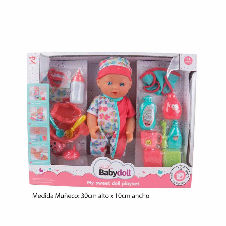 Muñeca Bebé Con Accesorios De Cuidado 6801