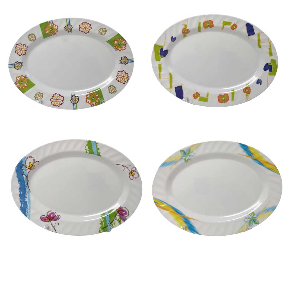 Plato Ovalado Melamina Ondas Diseño Surtido12 Pulgadas 760