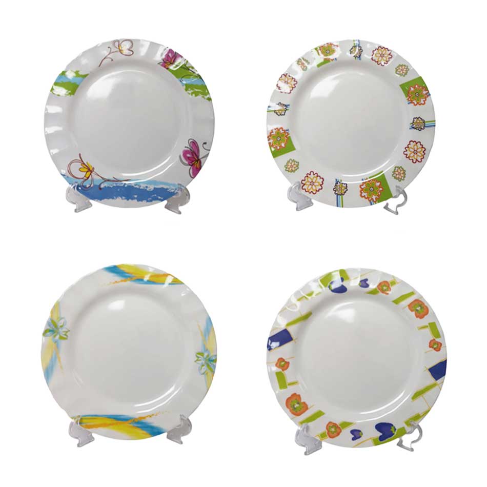 Plato Tendido Melamina Ondas Diseño Surtido9 Pulgadas 743