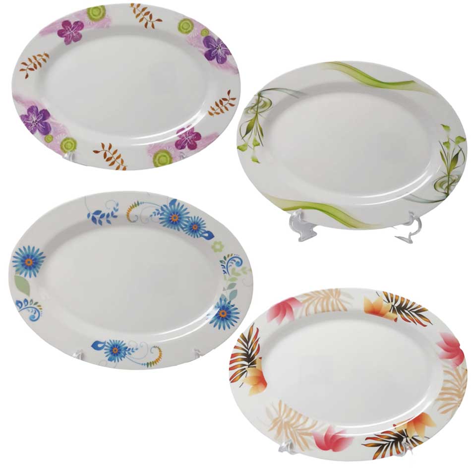 Plato Ovalado Melamina Diseño Surtido 14 Pulgadas 111