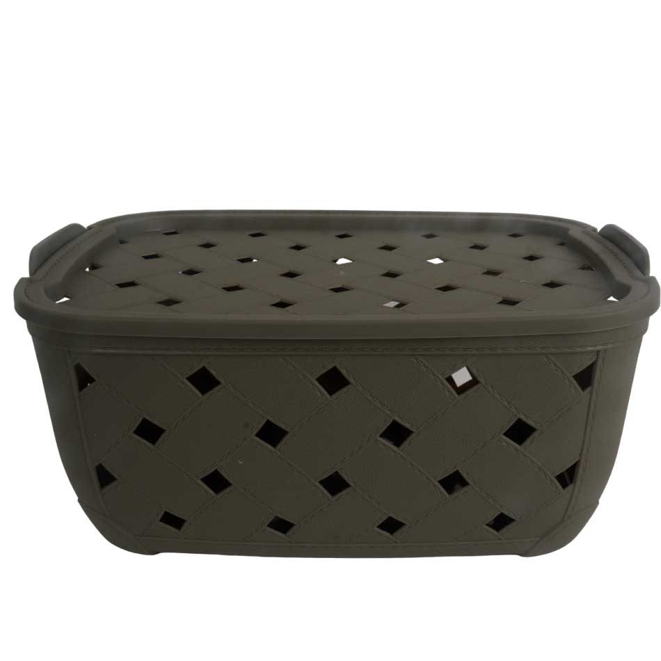 Canasta Plastica Rectangular Con Tapa 16.6X37X26Cm Mia12608