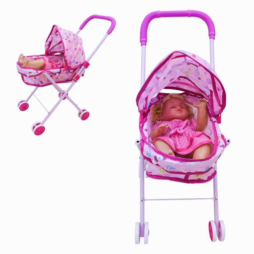 [6100698] Coche Con Muñeca Con Capota Lovely Baby 2268A