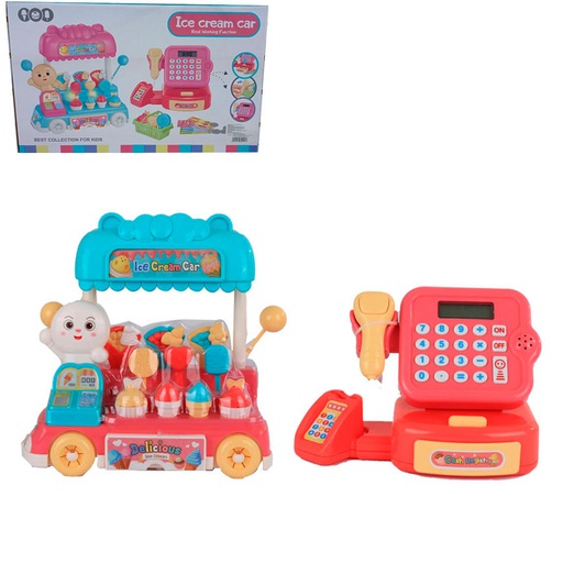 [6100604] Caja Registradora Ice Cream Y Carrito De Helado 7903