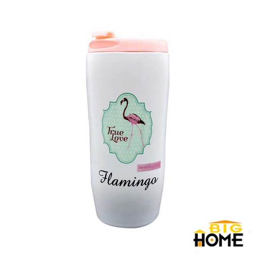 [1202482] Vaso Cerámica Con Tapa Flamingo Surtido Big Home Mia-7638