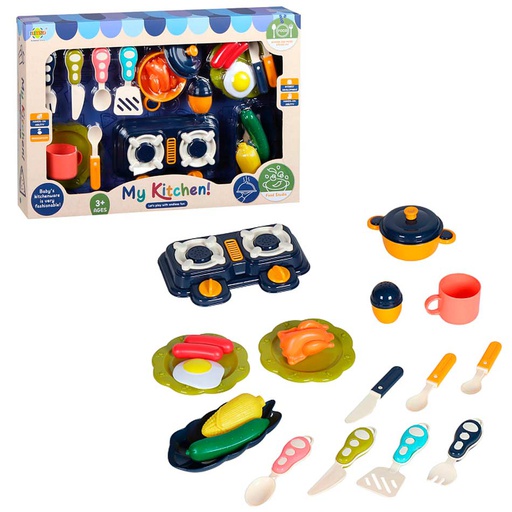 [6101855] Set Cocina Con Estufa Y Utensilios 20 Piezas My Kitchen Rm82012