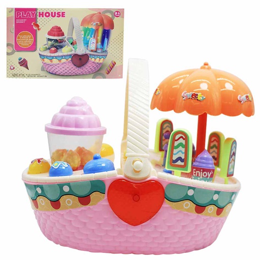 [6100747] Carrito De Postres Con Sombrilla Y Accesorios 6691