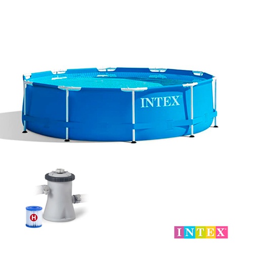 [6300554] Piscina Desmontable Metal Frame Con Bomba 76X305Cm 1018Gal Intex 28201