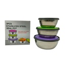 Juego Tazones de Acero con Tapa 3 Piezas 12-14-16Cm Mia-4542
