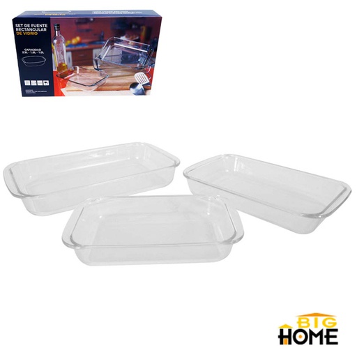 [1105859] Set Pyrex Rectangular X3 Big Home 8078-3/-4/-5 Capac 2.4L/1.6L/1.0L