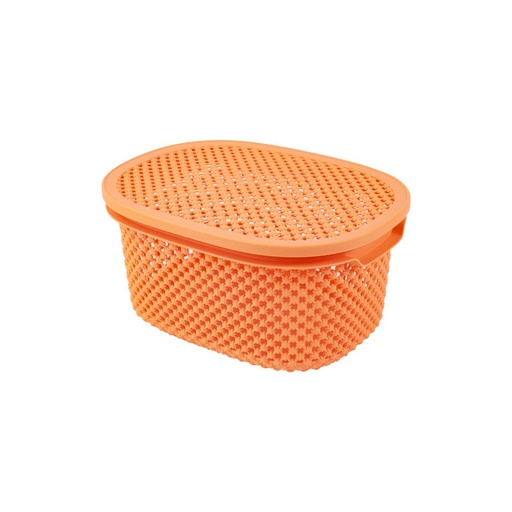 [1700363] Canasta Plastica Ovalada Con Tapa 12X19X25.5Cm Big Home Mia20031
