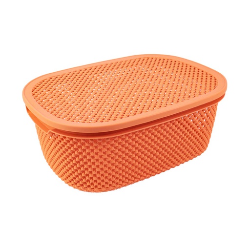[1700365] Canasta Plastica Ovalada Con Tapa 14.5X27.5X36Cm Big Home Mia20033