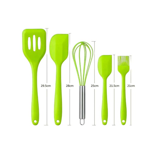 [1107666] Juego De Utensilios De Cocina De Silicona 5 Piezas Big Home Verde Big20187