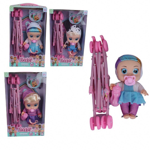 [6100859] Bebé Cry Babies Con Coche Surtido| Kq910