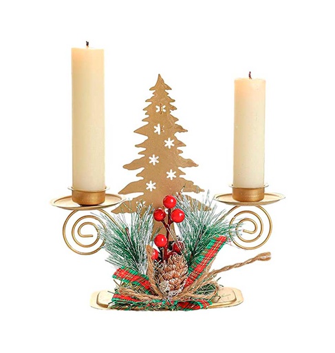 [6200805] Candelabro Navidad Metal Arbol 2V Mia10427
