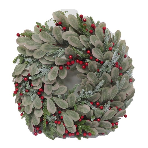 [6200871] Corona Navidad C/Nieve 40Cm Mia-10432