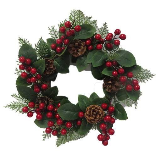 [6200887] Corona Navidad Rama C/Piñas 40Cm Mia-10434