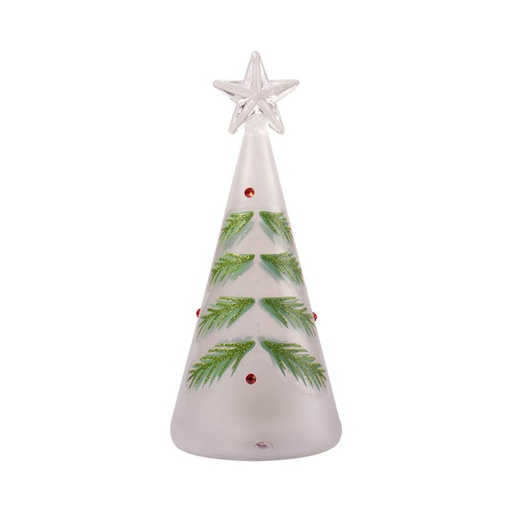 [6200341] Árbol Navidad Vidrio Luz 15Cm Mia-20811