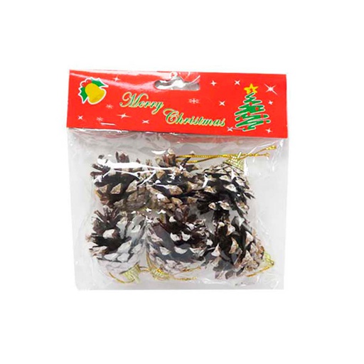 [6200264] Adorno Navidad Piñas 6 Piezas 4Cm Mia-20808