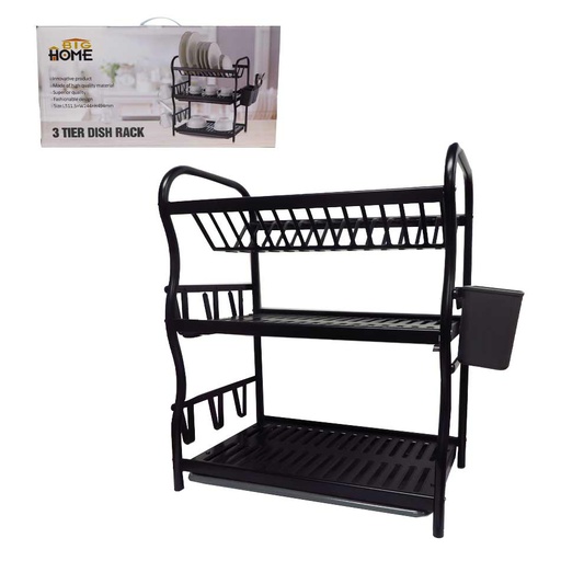[1101278] Porta Vajilla De Alumino 3 Niveles Big Home Negro Ta6314B3