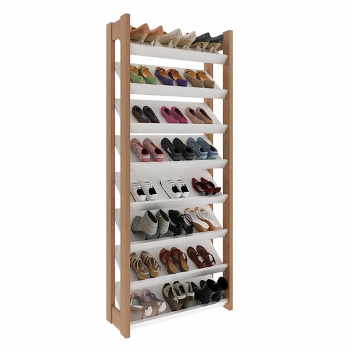 [1400689] Zapatera Mdp Con 8 Niveles 165.5X69Cm Tecno Mobili Blanco Almendra Az10060004